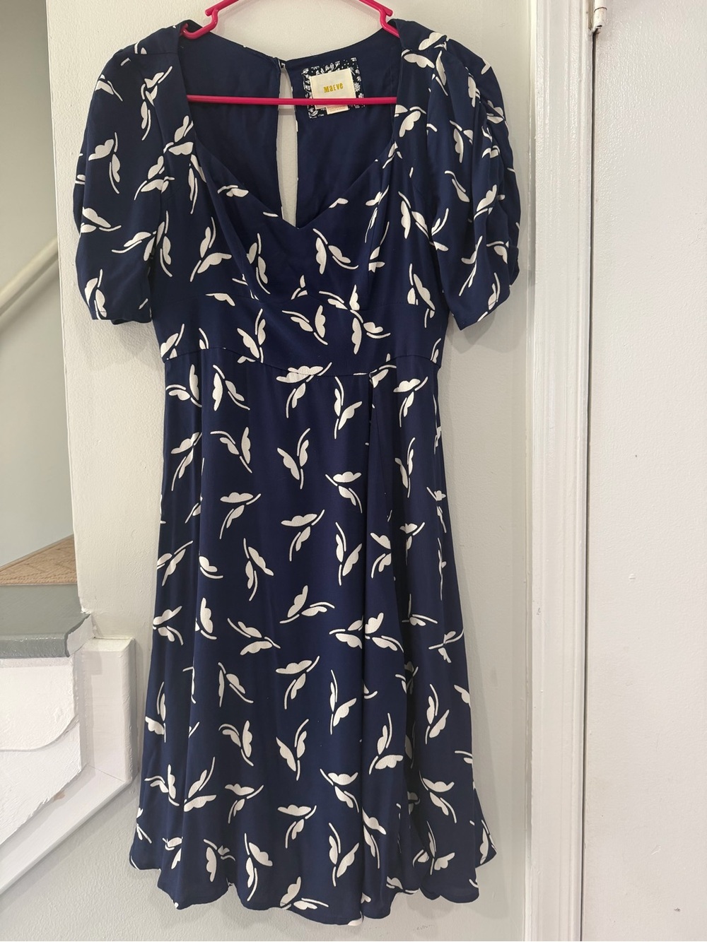 Maeve Navy Floral-Print Midi Dress